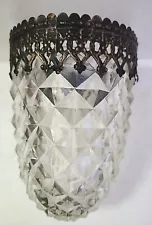 One Vintage Glass Diamond Point Light Shade Globe Shade 3 Available For Sale