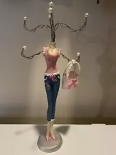 Mannequin Pink Ribbon Jeans Fashionable Jewelry Display Stand