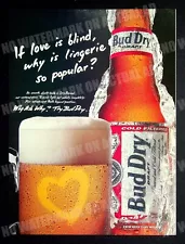 Bud Dry Draft Budweiser Beer 1991 Print Magazine Ad Alcohol Poster ADVERT