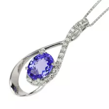 PT Tanzanite Diamond Pendant Necklace 0.77ct D0.12ct - Auth free shipping from J