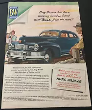 RARE 1947 Nash Ambassador / Borg-Warner - Vintage Print Ad Wall Art - Light Wear