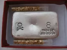 8-OZ. 999 RARE PURE SILVER HAND POURED PIRATE BAR + GOLD 2021 $ CRASH INSURANCE