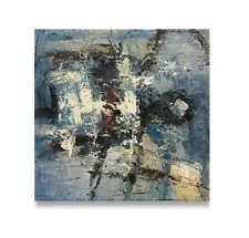 Hungryartist - Blue theme modern abstract original oil painting on canvas 30x30