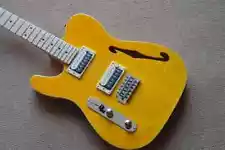 Hot Sale Semi-hollow Left Hand Natural Maple Transparent Yellow Electric Guitar