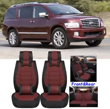 Car Seat Covers 5-Seats Front Rear Full Set Leather For Infiniti QX56 QX60 QX80