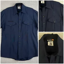 Workrite Shirt Mens 44 Blue Snap Uniform Nomex Pockets Short Sleeve Firefighter