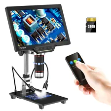 HDMI Digital Microscope 10'' LCD 1200X Magnifier Coin Microscopes with Light