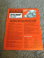 Yanmar Marine Diesel Engine 2GMF 15 HP Dealer Sales Brochure Sheet Specification