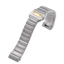 Two-Tone Strap Bracelet for Cartier Santos XL 100 Gold Stainless Band 23mm