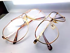 2 pair READING GLASSES Vintage Circa Y2K aviator classic Gold tone Power +1.0