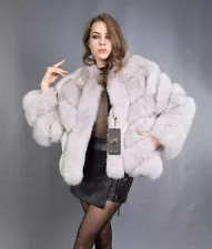 11260. NEW GORGEOUS GRAY REAL BLUE FOX COAT LUXURY FUR JACKET BEAUTIFUL SIZE M