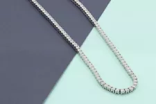 Final Sale 925 Sterling Silver 3mm D color Moissanite Tennis Chain Necklace