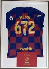 Messi autographed shirt Barcelona 672 goals with certificate