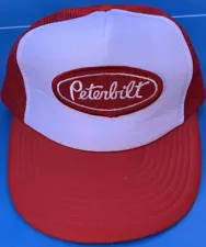 Vintage 1980s 90s peterbilt trucker truck red patch hat adjustable snapback