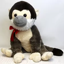 Jumbo Large Monkey Plush 2 ft Tall Stuffed Toy Animal Red Bow Grey White