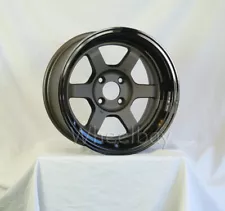 ON SALE 4 PCS ROTA WHEEL GRID V 15x7 & 15X8 4X114.3 0 FLT GUNMETAL/ BLK LIP