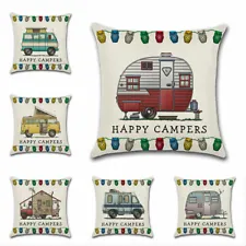 Home Decor HAPPY CAMPERS Sofa Waist Throw Cushion Cover Pillow Case Hot Sale