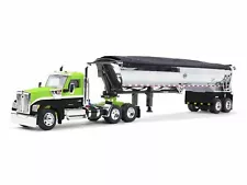 Kenworth W990 Day Cab and MAC Half-Round Tandem-Axle Dump Trailer Lime Green and