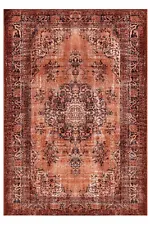 Stunning Vintage Looking Brand New Turkish Rug in Burnt Orange ( Light Red ) Rug