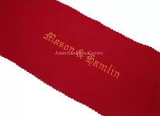 Mason & Hamlin Piano Key Cover - Red Felt Embroidered Keyboard Cover