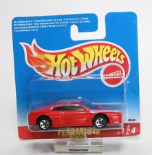 HOT WHEELS FERRARI 348, RED, SP5, INTERNATIONAL (EUROPEAN) SHORT CARD - HTF!