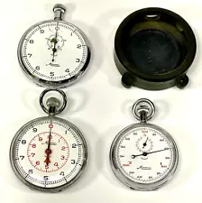 New ListingLot of 3 Vintage MINERVA Stopwatches for Parts or Restoration [ sale - F ]