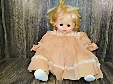 Vintage 1965 Madame Alexander 18" Pussy Cat Doll Black Eyes Blonde Pink Dress