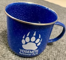 Jumbo Blue Enamelware Mug Yosemite National Park Bear Paw Logo