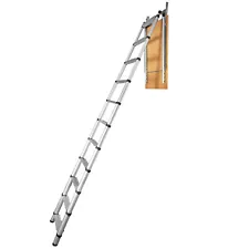 VEVOR Retractable Aluminum Attic Ladder 350 lbs Capacity Adjustable Loft Stairs