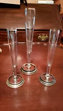 Set Of 3 Vintage Silver Footed Bud Vases