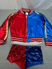 Harley Quinn Jacket Women Small Red Blue Suicide Squad Property Of Joker Cosplay