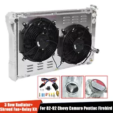 For 82-92 Chevy Camaro Pontiac Firebird 3 Row Radiator+Shroud Fan+Thermostat Kit