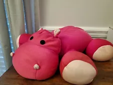 MOSHI pink HIPPO S&S International Plush Stuffed 18" microbead Pillow vintage