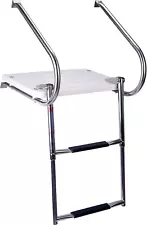 Boat Ladder 2 Step Telescopic w/ Hand Grab Rails, Fiberglass Swim Platform