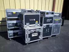 Mixed Lot Of 16 Road Cases w/ Wheels, Custom Foam Inserts For Audio/Video/Lights