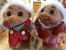 DAM Christmas Trolls Lot of 2, Mom & Dad Trolls, 6” Tall, Denmark, White Hair