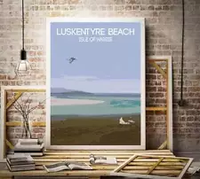 Travel Poster of Luskentyre Beach, Scottish Prints for Sale and Seascape