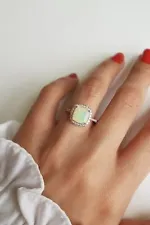 1.45 Carat Natural Ethiopian Opal & Diamond Woman Wedding Ring in 14K Rose Gold