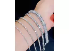 Genuine Moissanite Tennis Bracelet for Women 925 Sterling Silver Bridal Jewelry