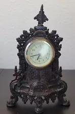 Vintage Cast Iron Clock Gulati India Mantle Clock Conversation Piece