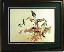 MALLARD DUCKS PICTURE WATERFOW MALLARDS FLYING DUCK HUNTING MATTED FRAMED 16X20