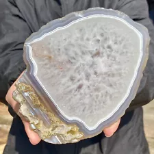 370G Natural Beautiful Agate Geode Druzy Slice ExtraLarge Gemstone