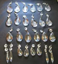 VINTAGE CRYSTAL PRISMS LOT OF 26 FOR SALE TEARDROP ICICLE