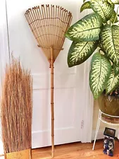 63” Vintage Large Japanese Bamboo Rake Japan Mid Century Decor Garden Zen Asian