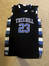 One Tree Hill Ravens Nathan Scott #23 Mesh Jersey Black Blue Size L