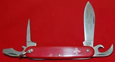 Official BSA #1045 Boy Scout Knife From Camillus Smooth Red Plastic Handle (284)