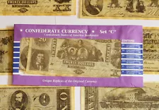 American Civil War Confederate Replica Currency Money Parchment Banknotes Set C