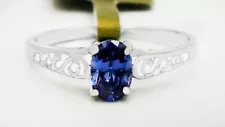 AAA TANZANITE 0.67 Cts RING 10K WHITE GOLD - New With Tag - MADE IN USA