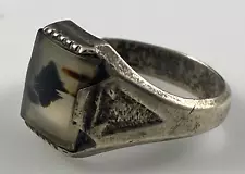 Men's Vintage Moss Agate Ring Size 11 Sterling Silver 7.9g