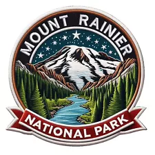 Mount Rainier National Park Patch Iron-on Applique Nature Badge, Hiking, Travel